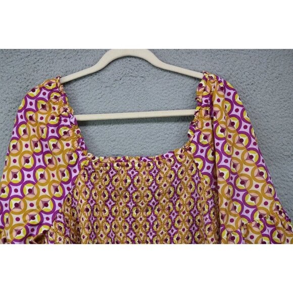 Terra & Sky Large 3/4 Belled Sleeves-Smocked Babydoll Top-Size 2X-New w/Tags - Picture 9 of 9